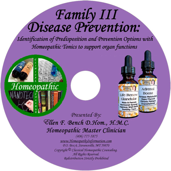 Homeopathic Disease Prevention Family 3 Class DVD